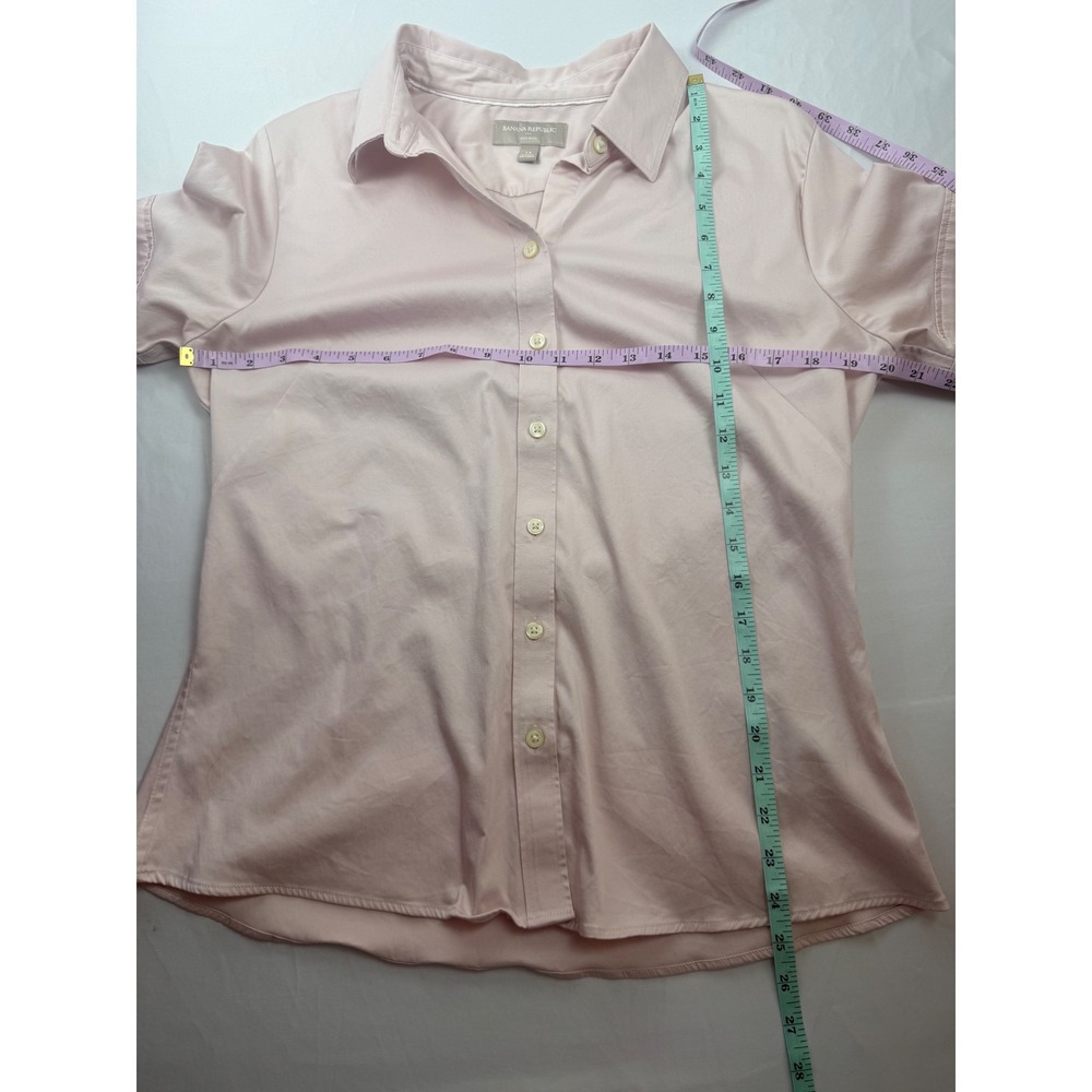 Banana Republic Womens 14 Non-Iron Short Sleeve Button Down Shirt Light Pink - Picture 5 of 9